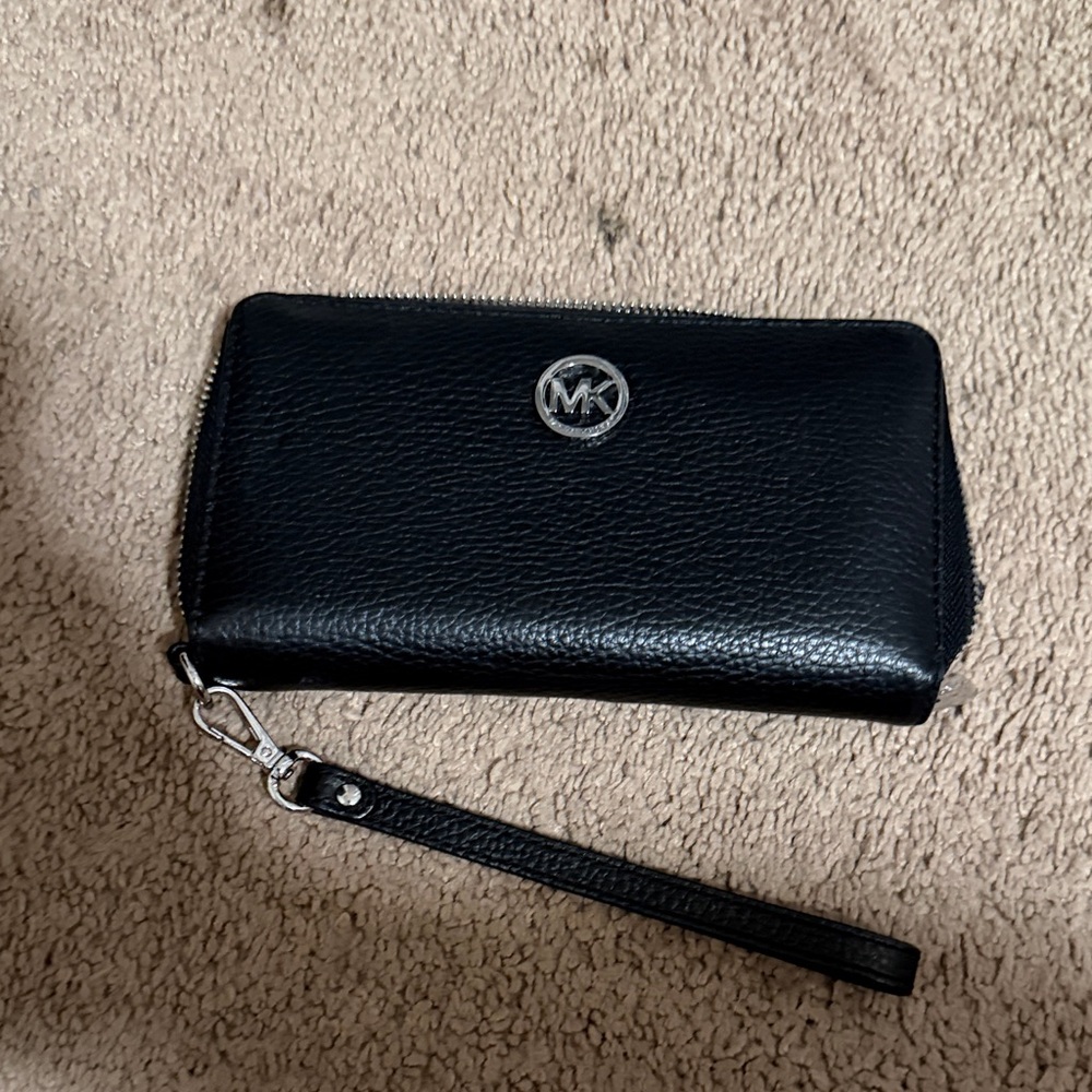 Michael Kors Black Leather Wristlet